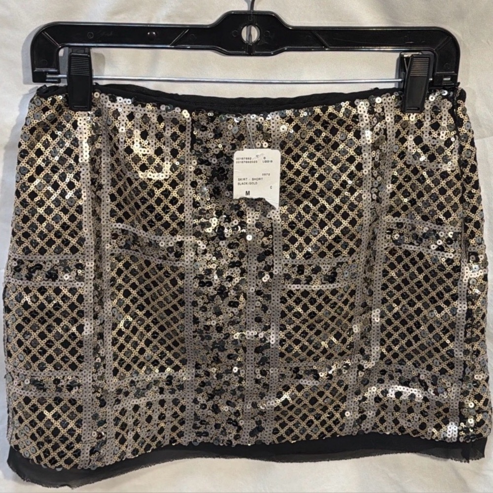 Forever 21 Metallic Sequin Mini Skirt – Black Gold – Medium